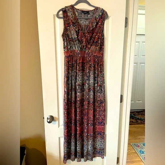 Nina Leonard Sleeveless Front Wrap Maxi Dress Women’s Size Large - Picture 1 of 16